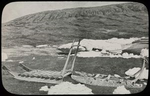 Image: Two Eskimo [Inuit] Sledges, North Greenland, Engraving